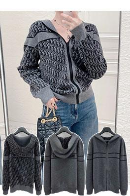 ディオールコピー 新しいモノグラムロゴのジップアップフード付きカシミアコート