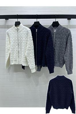 ロエベ スタンドカラーのジップアップニット長袖カーディガン