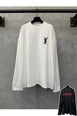 サンローランコピー クラシックなロゴプリントのヘビーウェイト長袖シャツ