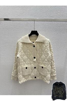 ディオールスーパーコピー バックカラーバタフライ刺繍ニットカーディガン