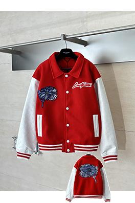 ルイヴィトン 草間彌生のサイケデリックな花柄パッチワークのベースボールジャケット