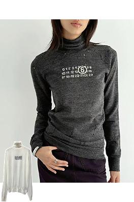 マルタンマルジェラコピー ダメージニットジャカードタートルネックプルオーバー