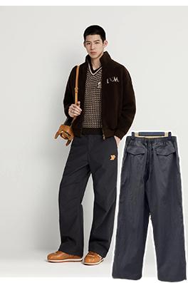 ルイヴィトン レザーロゴ織りカジュアルパンツ