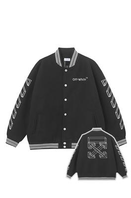 オフホワイトOFF-WHITEスーパーコピー刺繍 レザー 野球服 ジャケットアウター