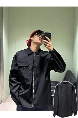 プラダコピー 無地ロゴジップアップカラー長袖ジャケット