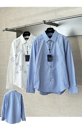 ルイヴィトン ポプリン織り文字プリント長袖シャツ