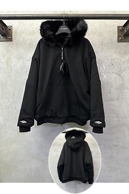 バレンシアガ ミンクファー 3M システムスキー FLUFFYHOODIE ジップアップ フード付きスウェットシャツ