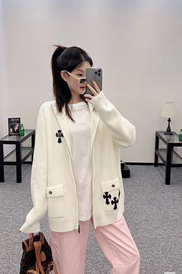 クロムハーツ クロスラベルウールニットカーディガンセーターコート