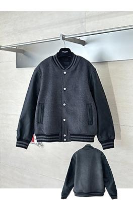 ルイヴィトン パールボタンの刺繍レザーパッチワークジャケット/ベースボールコート