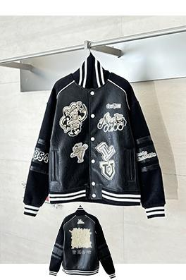 ルイヴィトンコピー マルチロゴパッチワークレザーベースボールジャケット