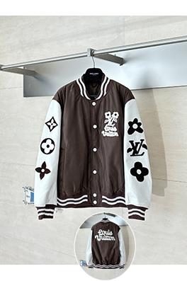 ルイヴィトン ブラウンのデイジー刺繍入りベースボールジャケット