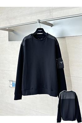 プラダコピー 袖ポケット付きのナイロントリムクルーネックスウェットシャツ