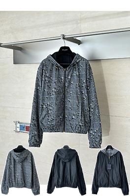 ルイヴィトン ウォータードロッププリント フード付き リバーシブル ナイロン トレンチコート ジャケット