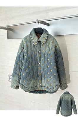ルイヴィトン ファレルウィリアムスとの共同ブランドフル刺繍のダメージデニムジャケット