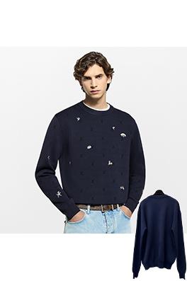 ルイヴィトン 動物刺繍ジャカードロゴニットウェア