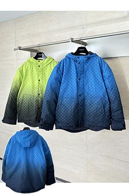 グッチ Altitude スキースタイルのフード付きグラデーションカラーブロックプリントコットンジャケット