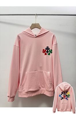 クロムハーツ ドーパミンシリーズ ピンク刺繍フード付きスウェットシャツ