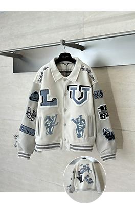 ルイヴィトンコピー バッグスバニーの刺繍りタオルウールベースボールジャケット