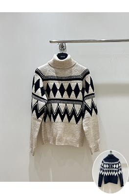 ディオール ダイヤモンド柄ニットタートルネックセーター