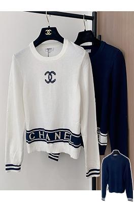 シャネル ロゴ柄長袖ニットセーター