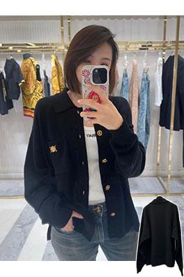 ヴェルサーチコピー ボタンリブトリム付きカーディガン