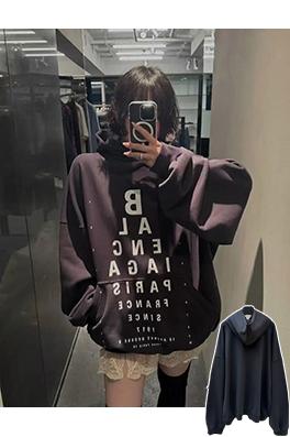 バレンシアガ Balenciaga フード付きレタープリントオーバーサイズパーカー