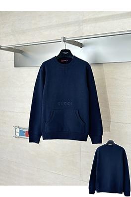 グッチ 無地カンガルーポケットレターロゴ刺繍ラウンドネックニットセーター