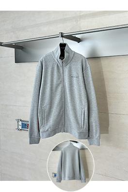 グッチ コットンの赤と緑のカラーブロック織りハイネックジップアップジャケット