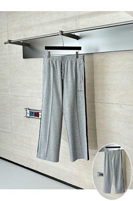 グッチスーパーコピー コットンの赤と緑のカラーブロック織りカジュアルパンツ