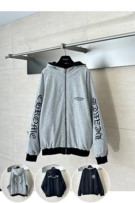 クロムハーツ ホースシュープリントのリバーシブルフード付きコットンコート