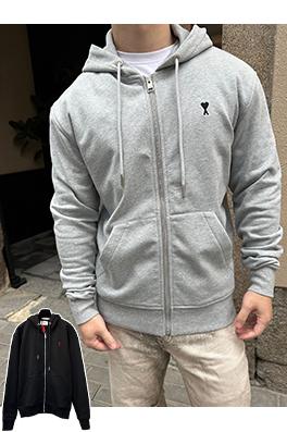 アミ ハート刺繍のジップアップジャケット