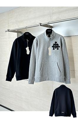 クロムハーツ レザークロスハーフジップスウェットシャツ