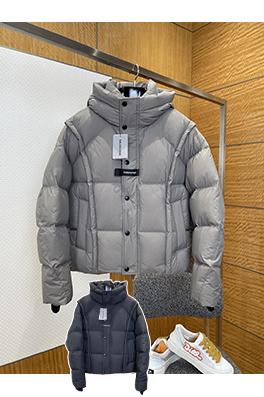 BALENCIAGA/バレンシアガ/ダウンジャケット/グレー/フード付き バレンシアガ BALENCIAGA アップリケフード付きダウンジャケット