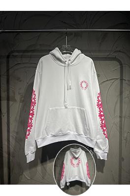 クロムハーツ Mattyboy 馬蹄形のユニコーンアームのピンクと白のフード付きスウェットシャツ