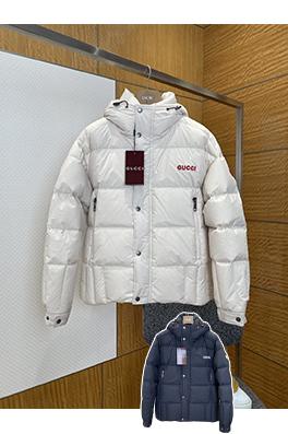 グッチコピー GUCCI 刺繍ロゴフード付きダウンジャケット