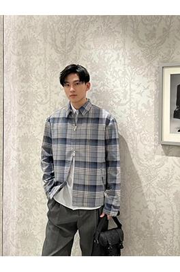 ディオール チェック柄のジップアップ長袖シャツ