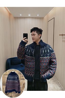 ロエベコピー フェアアイル ジップアップ ウール ニット カーディガン