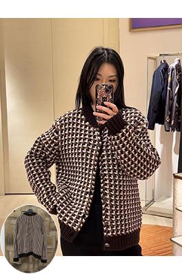 ルイヴィトン ハウンドトゥースクルーネックカーディガン