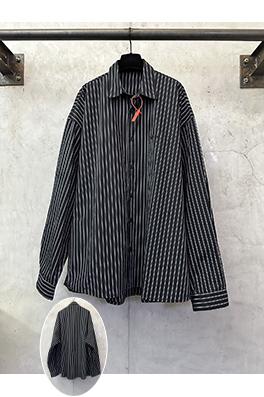 バレンシアガ Balenciaga 刺繍入りダブルレイヤー長袖シャツ