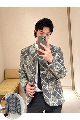 ルイヴィトンコピー 糸のタイが付いたツイードチェック柄コート