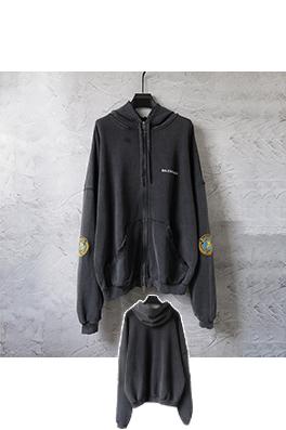 バレンシアガ Balenciaga ダメージのジップアップスウェットシャツジャケット