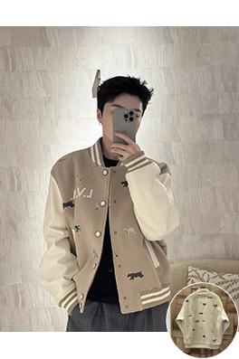 ルイヴィトン 動物の刺繍のベースボールジャケット