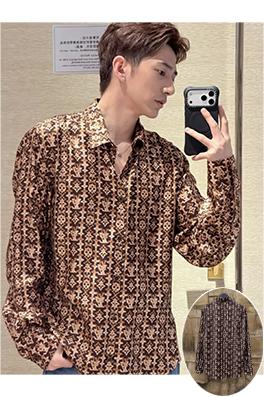 ルイヴィトンコピー ポプリンプリント長袖シャツ