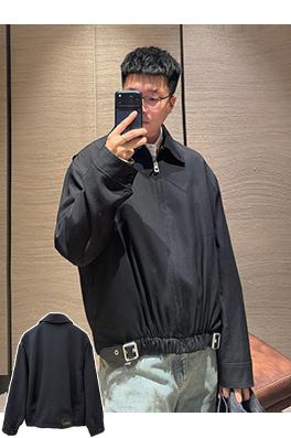 ロエベ LOEWE 刺繍レザーベルトラペルジャケット