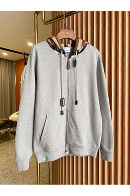 バーバリースーパーコピー チェック柄コットンブレンドジップアップパーカー