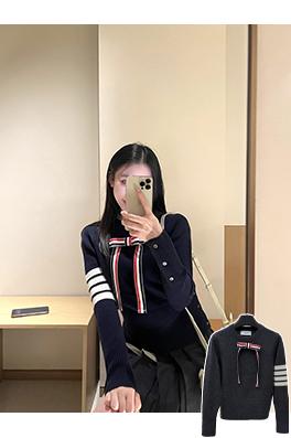 トムブラウン レディースオールウールのボウクルーネックセーター