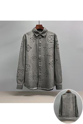 ルイヴィトンコピー LV 刺繍入りデニム長袖シャツ