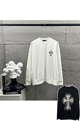 クロムハーツ 馬蹄十字架サンスクリットアップリケサンスクリットアップリケラインストーンスウェットシャツ