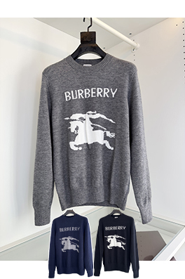 バーバリー Burberry クラシックロゴ ウォーホース インターシャ クルーネック ニット ウール セーター