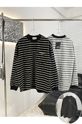 マルタンマルジェラコピー 新しいストライプのフェイクポケットスウェットシャツ